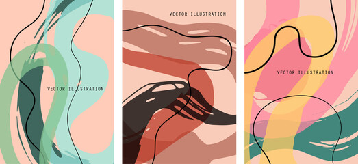 Aufkleber - Creative color doodle art header set with different shapes and textures. Collage.