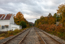 Railroad Tracks In Fall