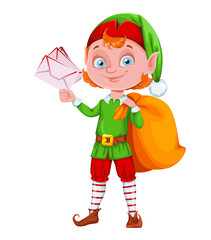 Sticker - Cute Christmas elf cartoon character