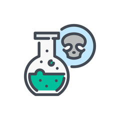 Poster - glassware flask with poison liquid color line icon. glass bottle with skull vector outline colorful 