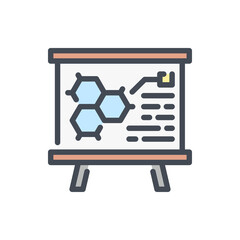 Fototapete - Blackboard with science formula color line icon. Presentation with chemistry structure vector outline colorful sign.