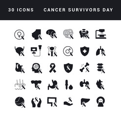 Poster - Vector Simple Icons of Cancer Survivors Day