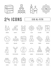 Canvas Print - Vector Line Icons of Eid Al-Fitr