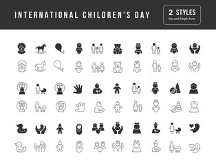 Wall Mural - Vector Simple Icons of International Childrens Day