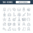 Vector Line Icons of Day of Russia