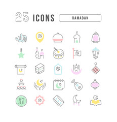 Poster - Vector Line Icons of Ramadan