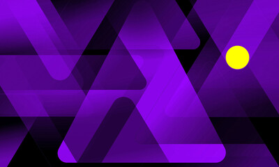 Aufkleber - Purple triangles and yellow circle pattern design on a black background