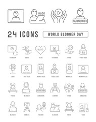 Wall Mural - Vector Line Icons of World Blogger Day