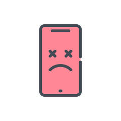 Poster - dead mobile phone color line icon. broken smartphone vector outline colorful sign.
