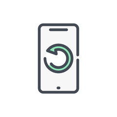 Fototapete - Mobile phone recovery color line icon. Smartphone backup service  vector outline colorful sign.