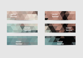 Wall Mural - Set of four colorful abstract geometric background with triangular polygons.