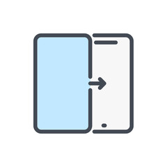 Poster - protection screen on mobile phone color line icon. smartphone display replacement vector outline col