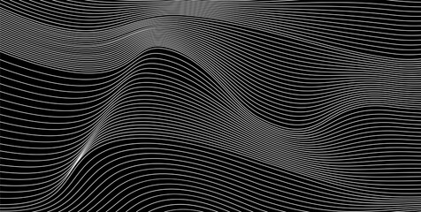 Wall Mural - abstract minimal vector background with wavy blend lines. black backdrop for templates, presentation