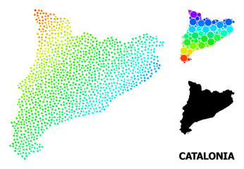 Wall Mural - Wire frame polygonal and solid map of Catalonia. Vector model is created from map of Catalonia with red stars. Abstract lines and stars form map of Catalonia.