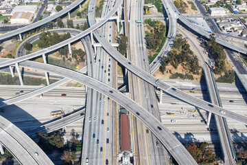 Sticker - Century Harbor Freeway interchange intersection junction Highway Los Angeles roads traffic America city aerial view photo