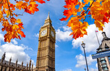 Fototapeta Big Ben - Big Ben tower of Houses of Parliament in autumn, London, UK