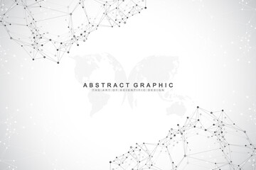 Poster - Global network connection. Social network communication in the global business. World map point and line composition concept. Vector illustration.