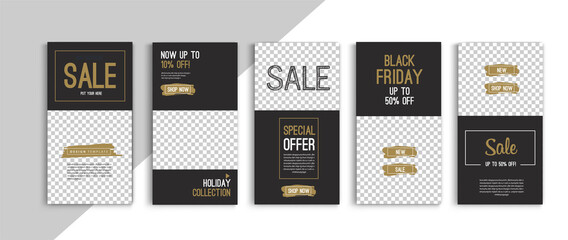 Poster - Black friday sale stories template vector design. Vector design.