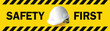 work safety, Engineer helmet on yellow background, safety equipment, construction concept, vector design