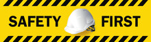 Work Safety, Engineer Helmet On Yellow Background, Safety Equipment, Construction Concept, Vector Design