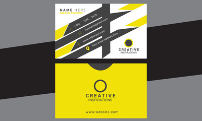 Wall Mural - Yellow and black creative business card template.