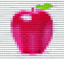 Apple In Patchwork Style Vector Illustration