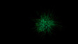 Explosion of colored particles on black background