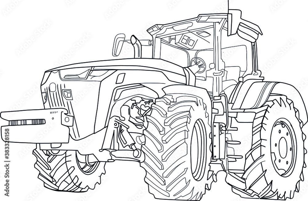 Vector drawing of the tractor. The drawing is inspired by real machine