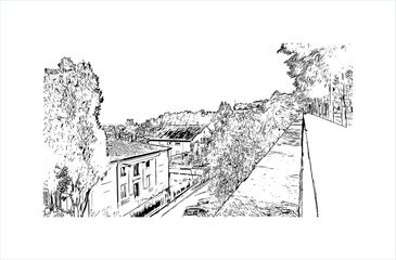 building view with landmark of bergamo is a city in the alpine lombardy region of northern italy. ha