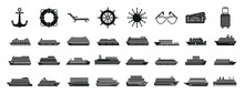 Cruise Ship Icons Set. Simple Set Of Cruise Ship Vector Icons For Web Design On White Background