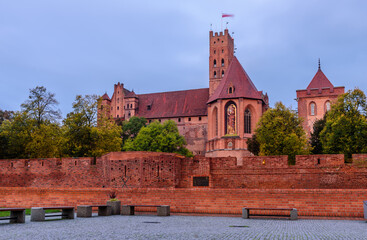 Wall Mural - Sightseeing of Poland. Medieval castle in Malbork town, a popular architectural and tourist attraction in Poland