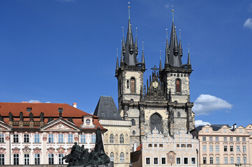 Canvas Print - Tyn Church in Old Town Square Prague cityscape