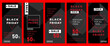 Black Friday sale banner set. Black Friday sales 50% discount banner design template for social media story, web, and print advertisement. Vector illustration.