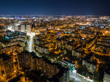 Fototapeta Miasto - Aerial view of the Obolon district in Kiev at night