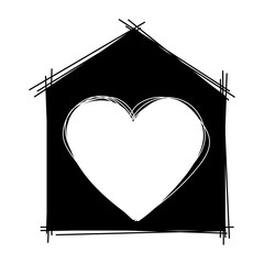 Poster - House and heart drawing.