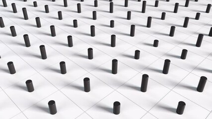 Aufkleber - Surface with numerous repeating cylinders. Isometric background with dynamic effect. Computer generated 3d rendering backdrop