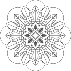 Easy Mandala coloring book simple and basic for beginners, seniors and children. Set of Mehndi flower pattern for Henna drawing and tattoo. Decoration in ethnic oriental, Indian style.