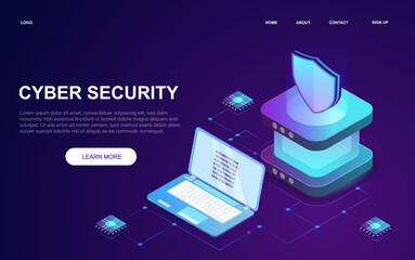 Poster - abstract cyber security concept. flat vector illustratio. web page template.