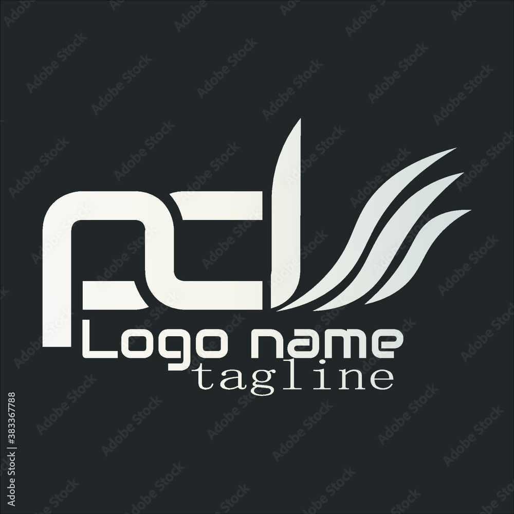 PD wing. PCL logo. Illustration of "PCL" typeface logo isolated on black background. vector