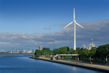 first north american urban wind turbine on the grounds of exhibition place at lake ontario in toront