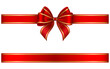 red ribbon and bow with gold edging	