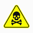 © Adam - Vector toxic poison icon isolated on white background. Yellow triangle warning symbol. Poison, acid, toxic, caution icon. Skull and crossbones.