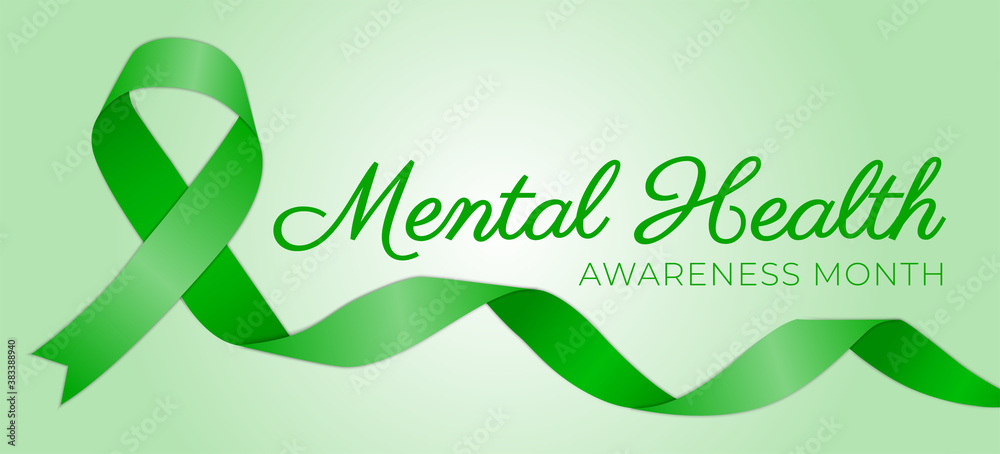 Green Mental Health Awareness Month Background Illustration Stock ...