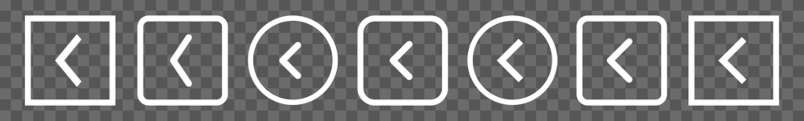 Wall Mural - back button icon white line | previous buttons illustration | video audio player navigate symbol | l