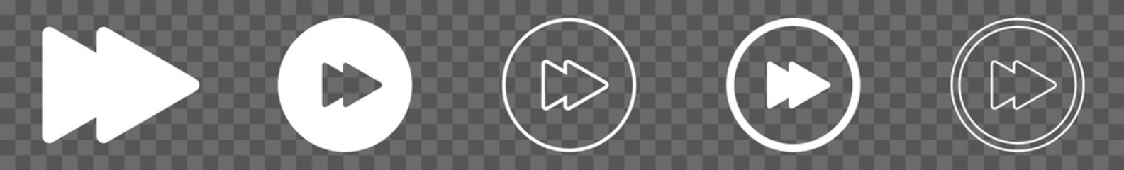 Wall Mural - forward button icon circle white | fast buttons illustration | video audio player navigate symbol | 