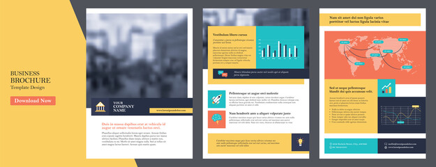 Wall Mural - Corporate annual report template, cover,  catalog, booklet, leaflet, brochure, flyer template, magazine a4 size. Elements of infographics for report and presentations templates. Vector Illustration. 