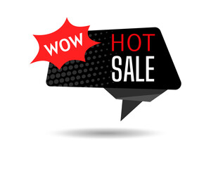 Wall Mural - Black Friday hot sale banner template. Retro design element dialog cloud, halftone dot background. Advertising sign banner of sale, promotion. Isolated vector illustration
