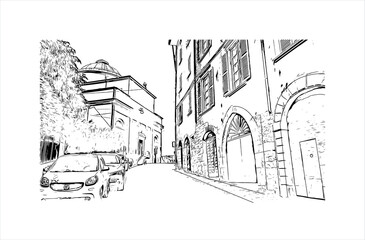 building view with landmark of bergamo is a city in the alpine lombardy region of northern italy. ha