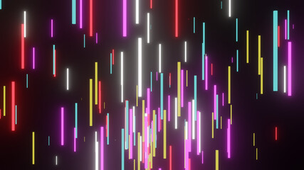 Wall Mural - 3d illustration of colorful abstract neon lightings seamless loop, isolated on the black background.