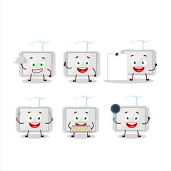 Sticker - Cartoon character of silver plastic tray with various chef emoticons